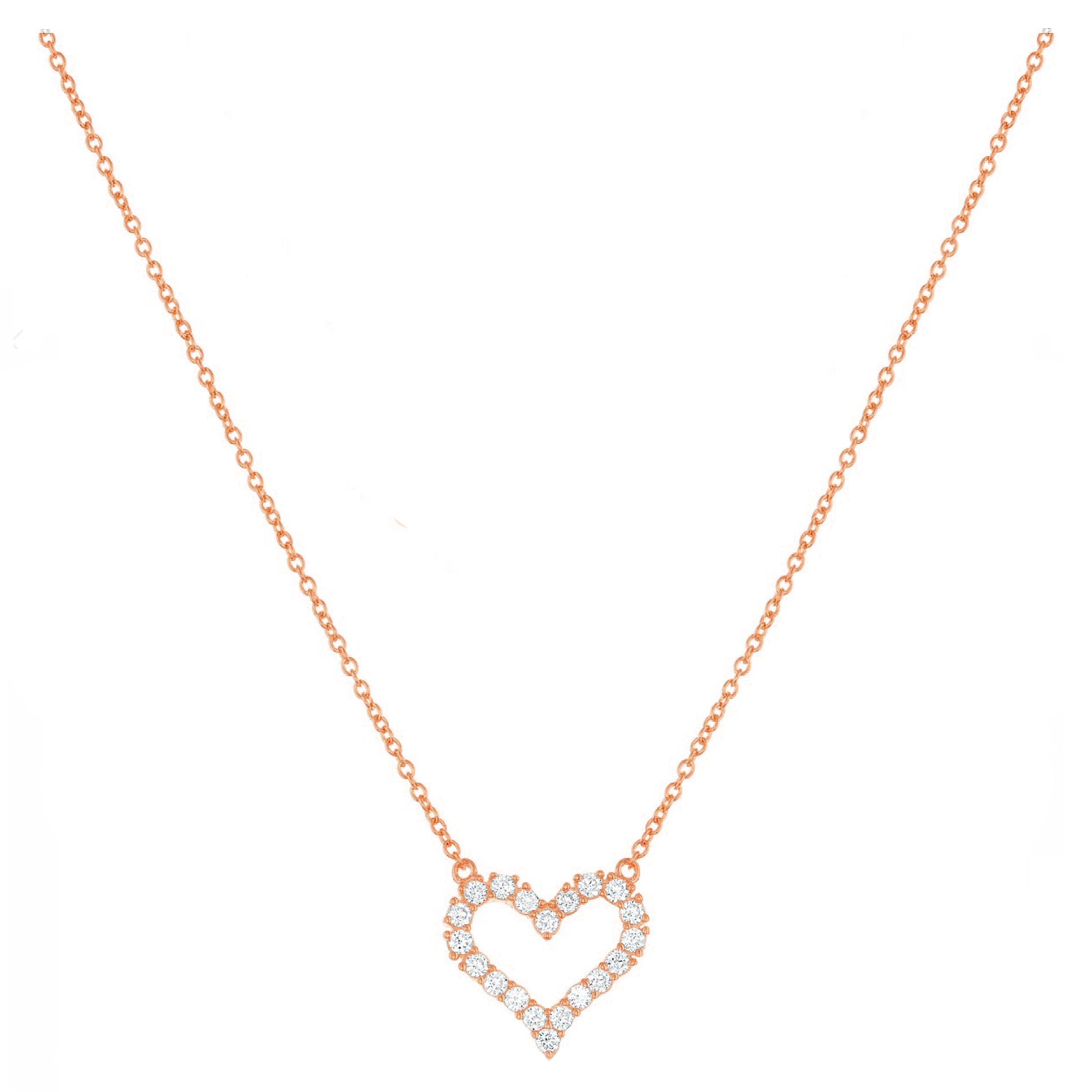 Pave Heart Outline Necklace