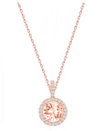 Morganite Round Halo Necklace