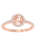 Morganite Round Halo Ring