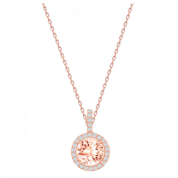 Morganite Round Halo Necklace