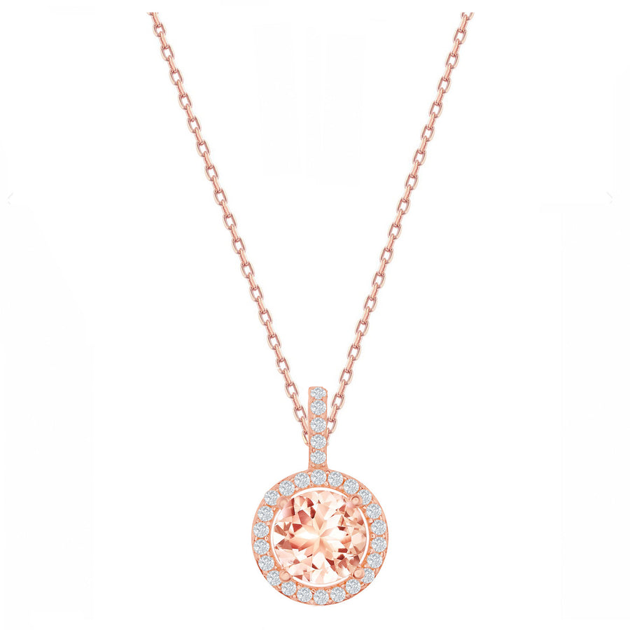 Morganite Round Halo Necklace