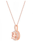 Morganite Round Halo Necklace