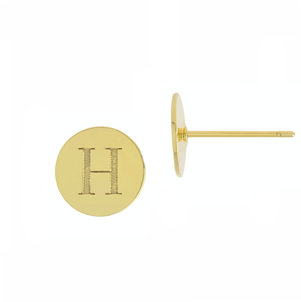 Personalized Initial Circle Stud Earrings