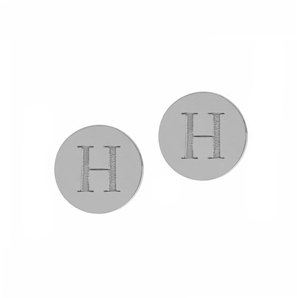 Personalized Initial Circle Stud Earrings