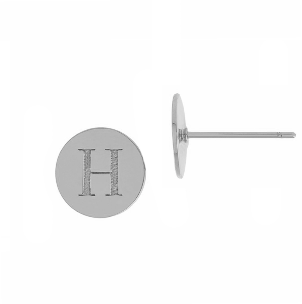 Personalized Initial Circle Stud Earrings
