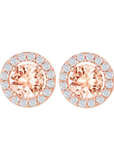 Morganite Round Halo Stud Earrings