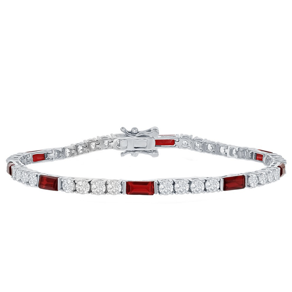 Round and Emerald-Cut Ruby Tennis Bracelet