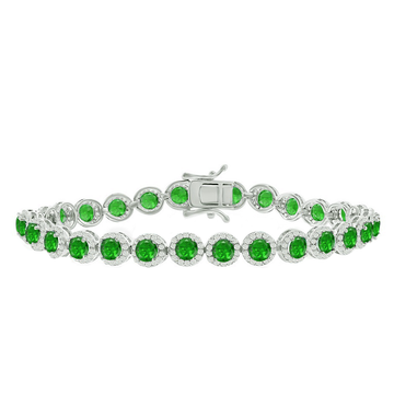 Round Emerald Halo Tennis Bracelet