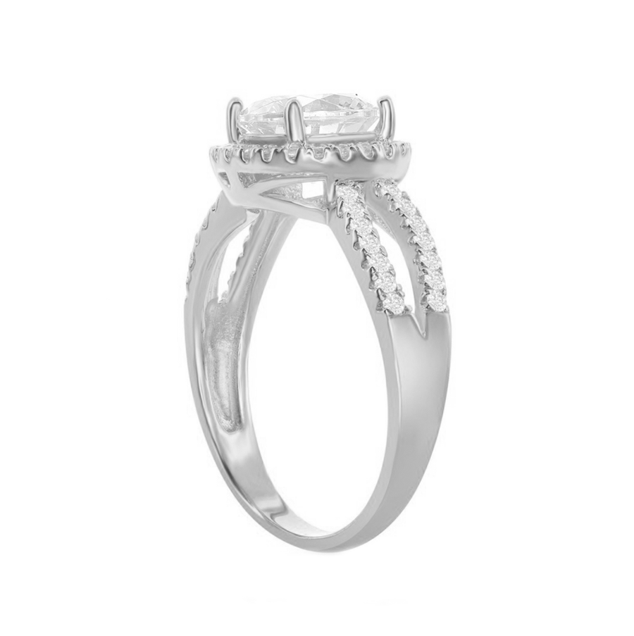 Round Halo Split Shank Ring