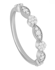 Alternating Pave Round and Marquise Station Band