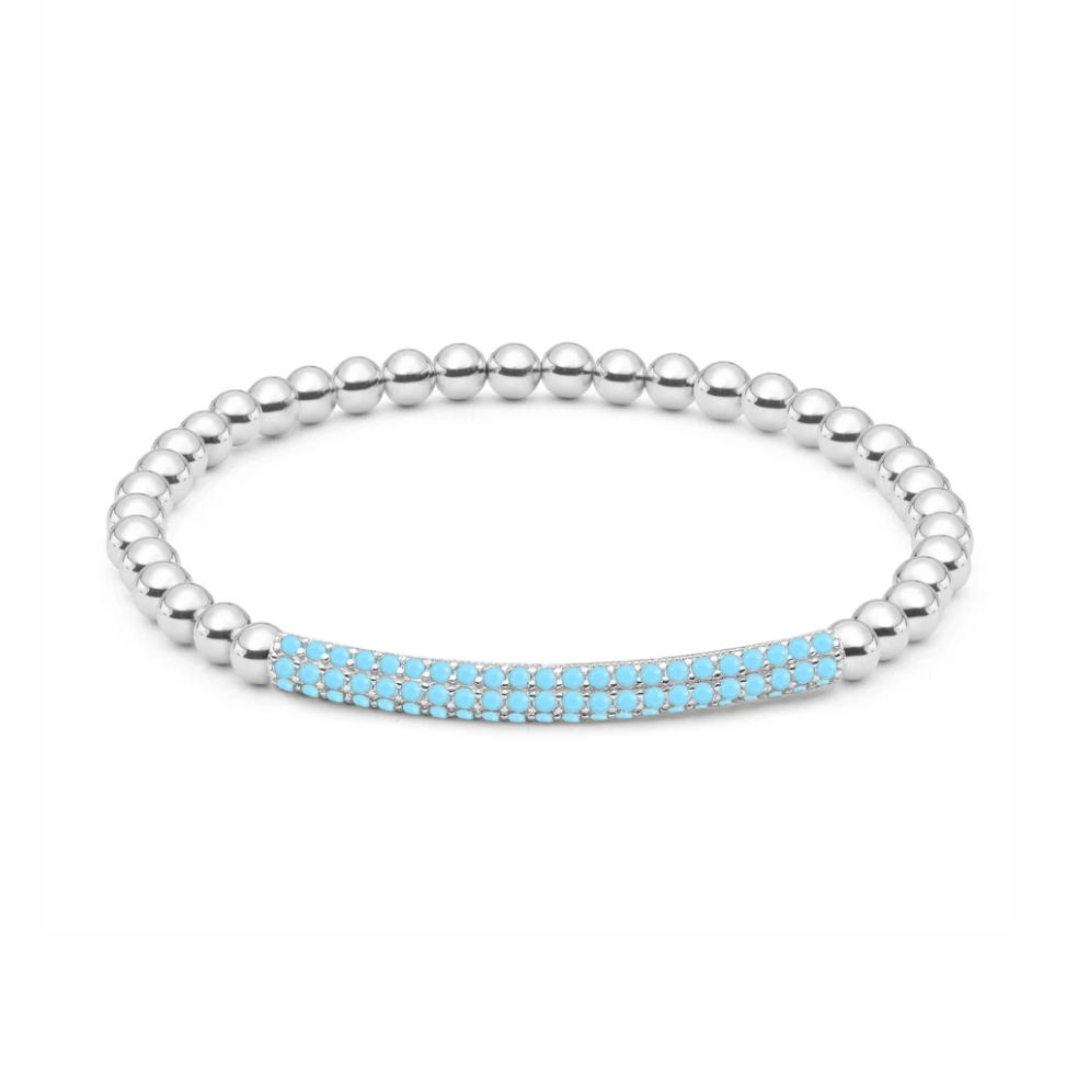 Pave Turquoise Beaded Bracelet