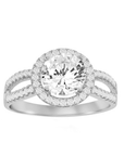 Round Halo Split Shank Ring