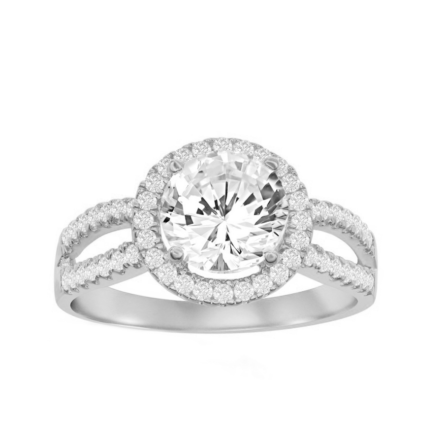 Round Halo Split Shank Ring