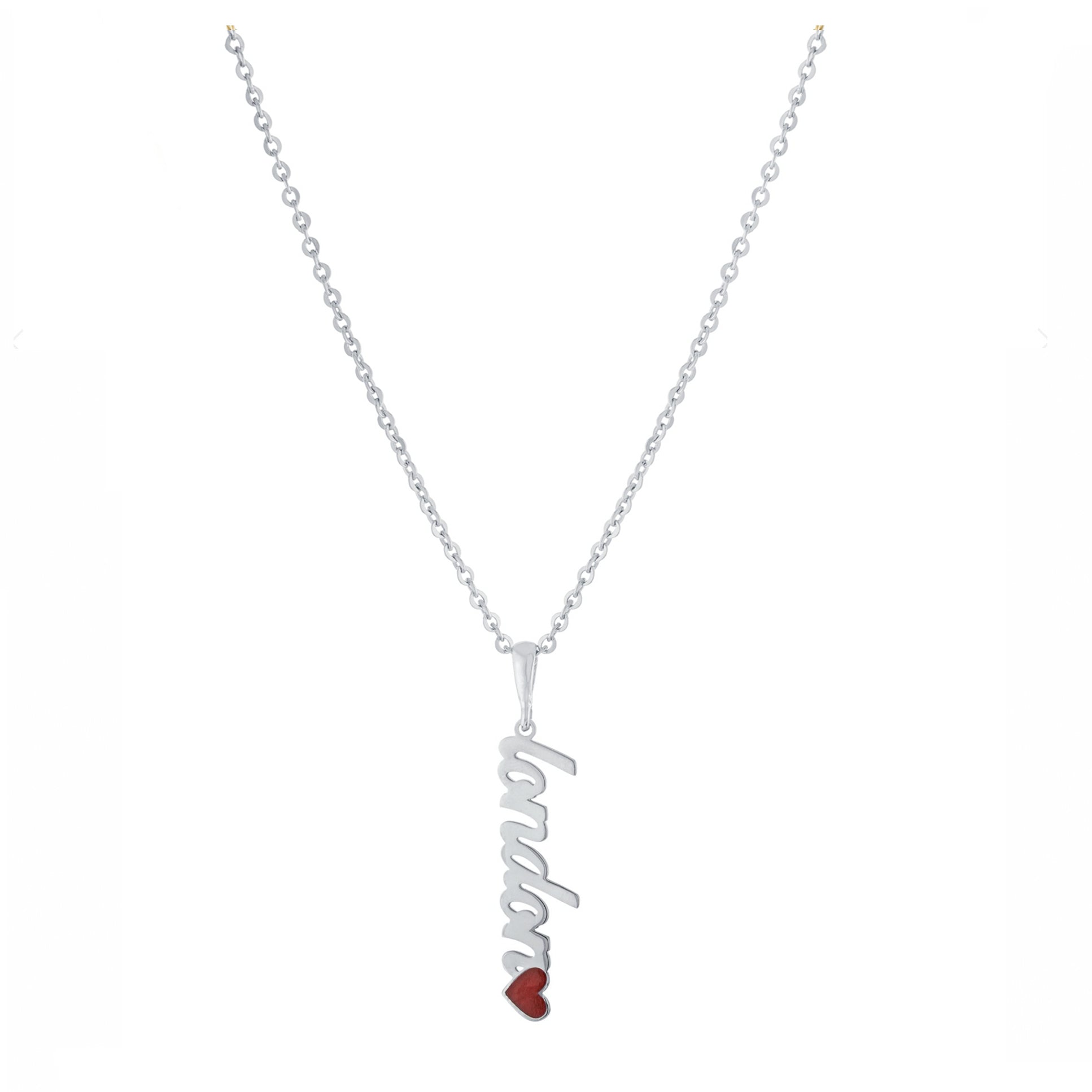 Personalized Vertical Script Name Necklace with Resin Heart