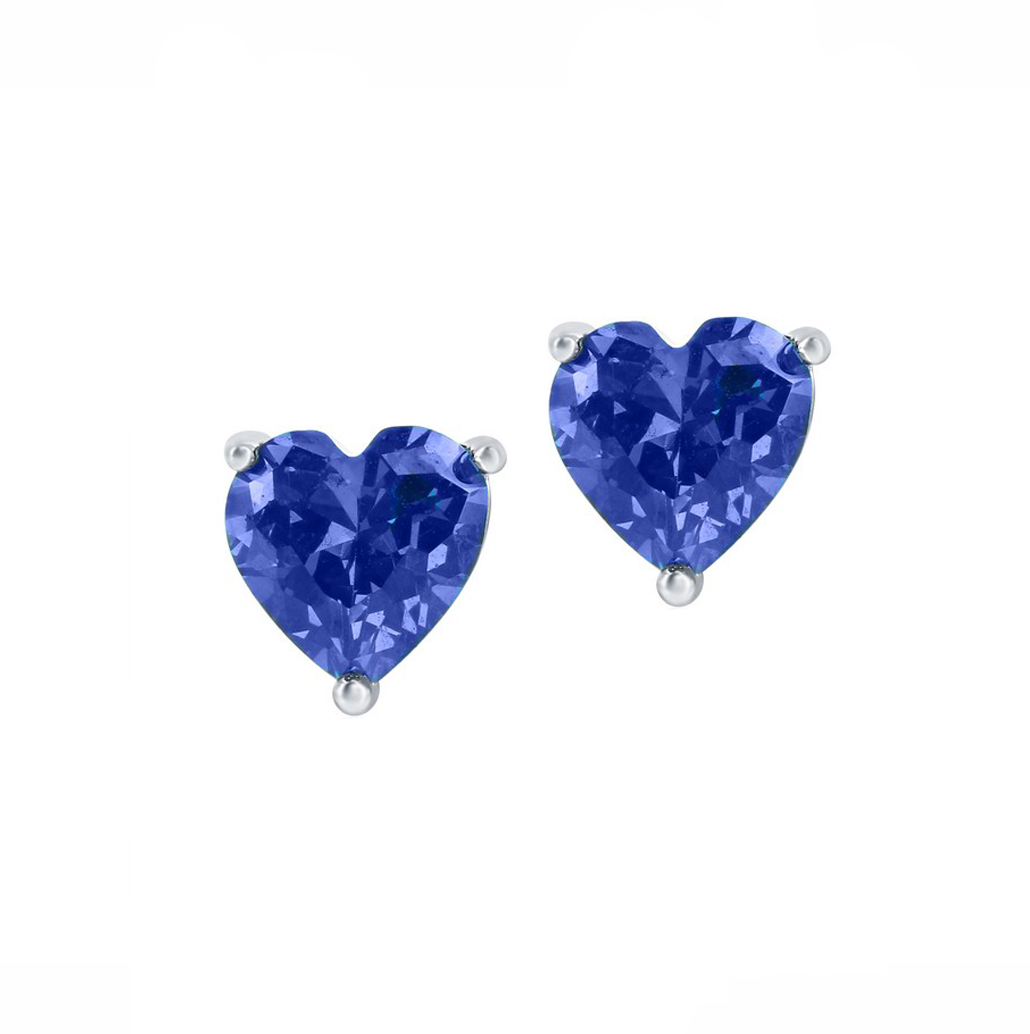 Birthstone Heart Stud Earrings (Available in 12 Colors)