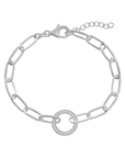Pave Circle Link Paperclip Chain Bracelet