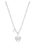 Sparkle Ribbon Double Heart Paperclip Necklace