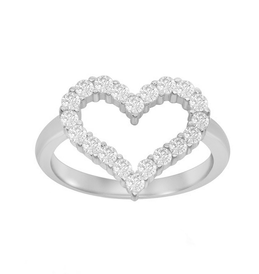 Pave Heart Outline Ring