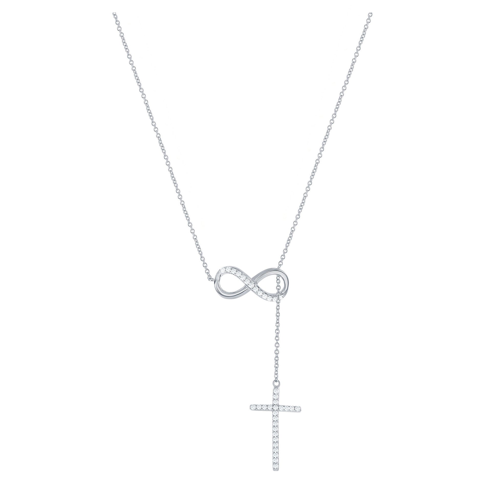 Sparkle Infinity and Cross Lariat Necklace