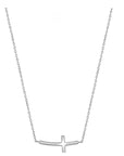 Polished Sideways Curved Cross Necklace