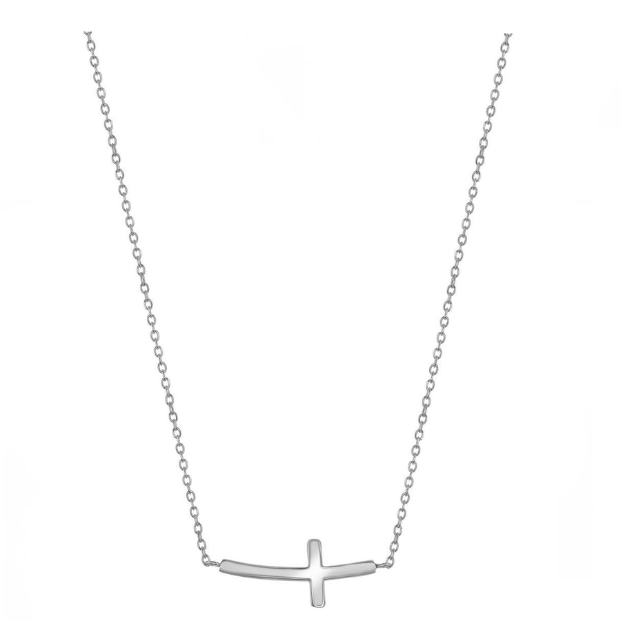 Polished Sideways Curved Cross Necklace