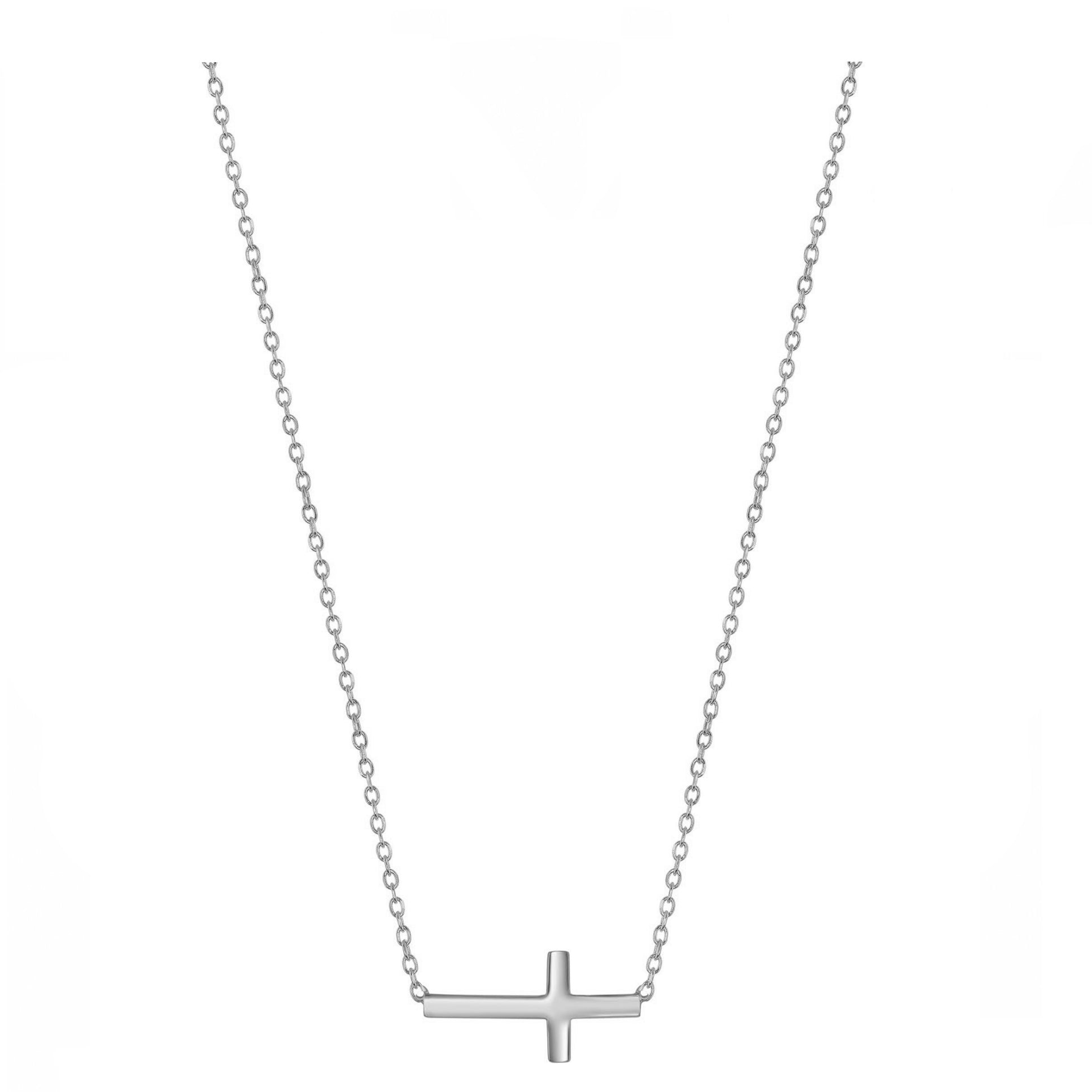 Polished Sideways Cross Necklace