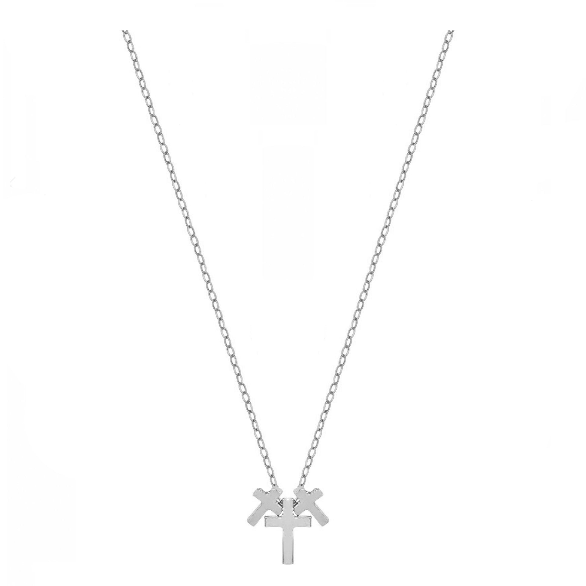 Silver Triple Cross Charm Necklace