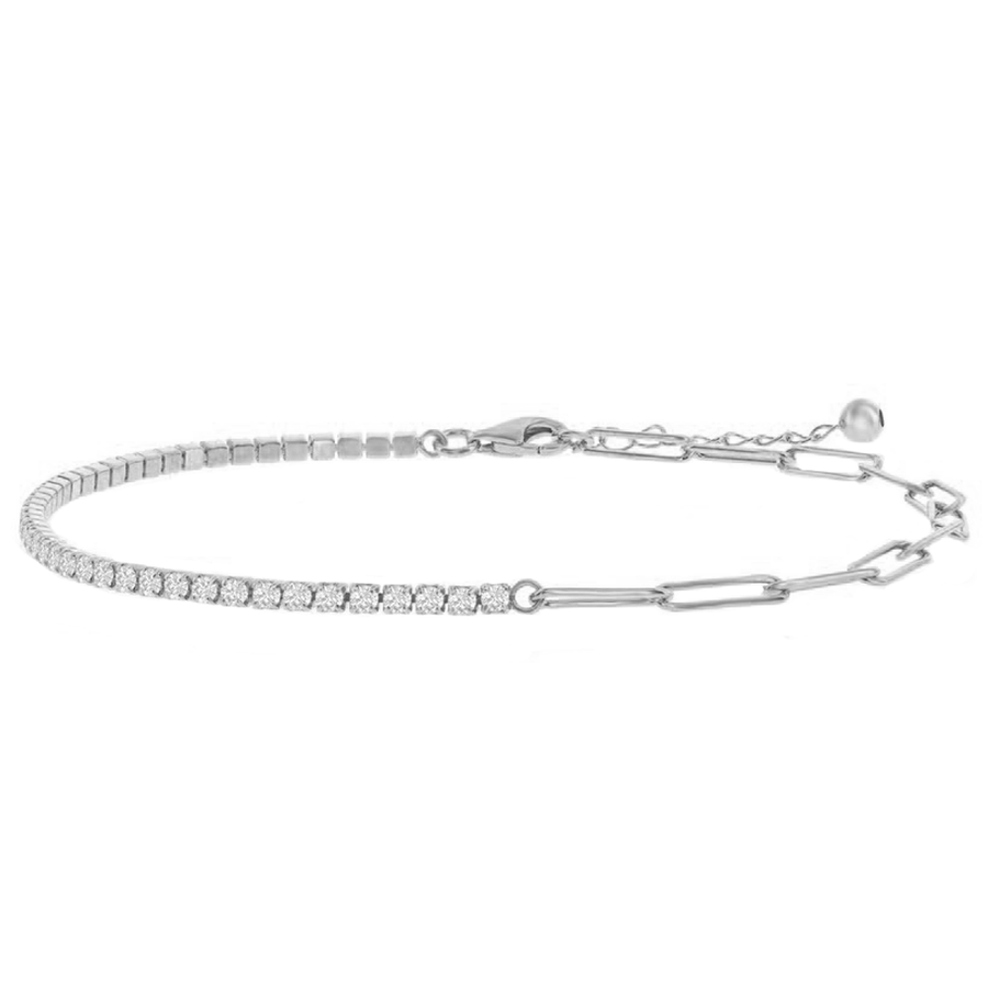 Half Tennis Half Paperclip Bracelet