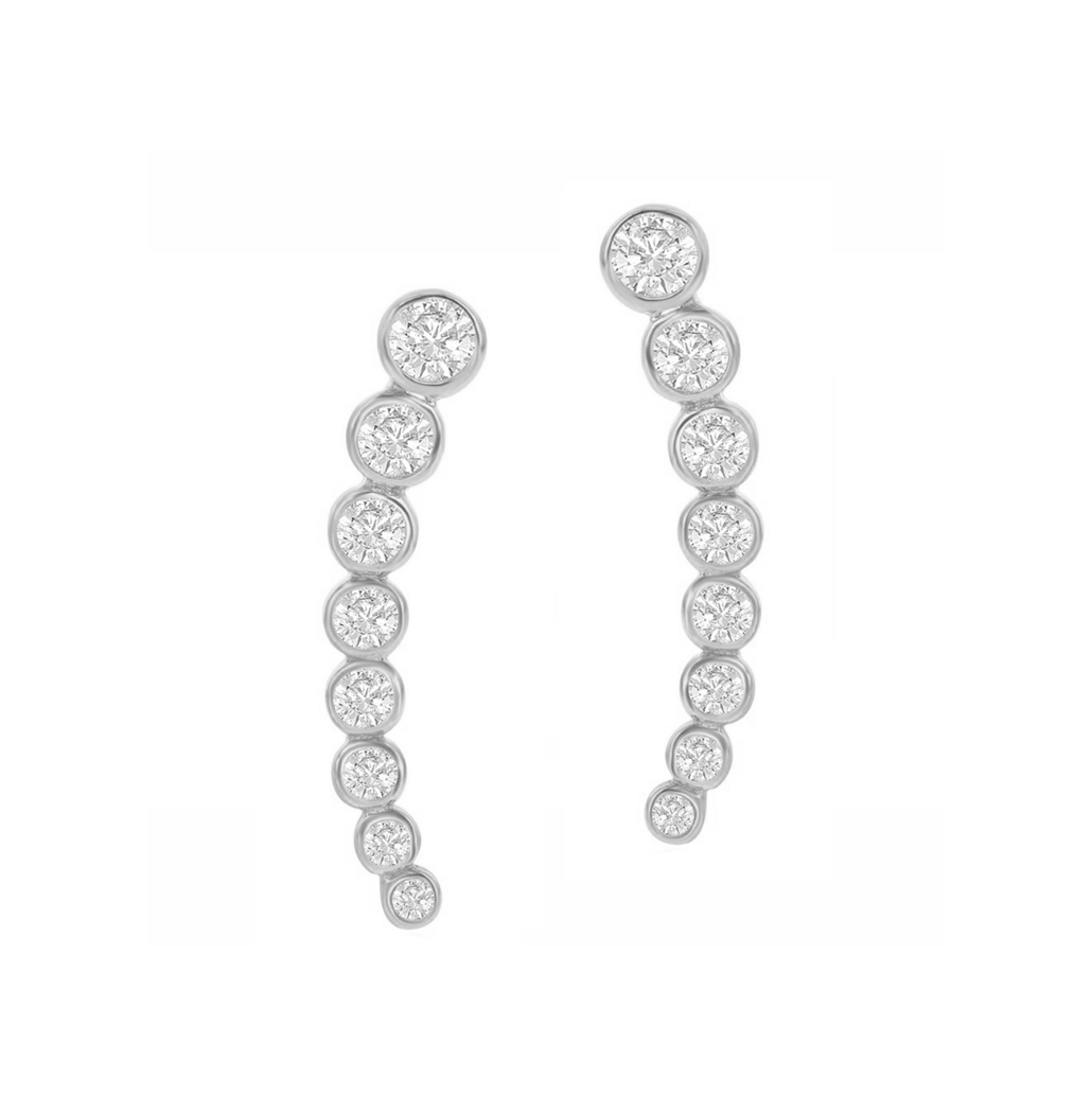 Graduated Bezel Crawler Earrings