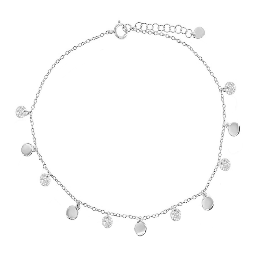 Alternating Disc and Sparkle Drop Anklet