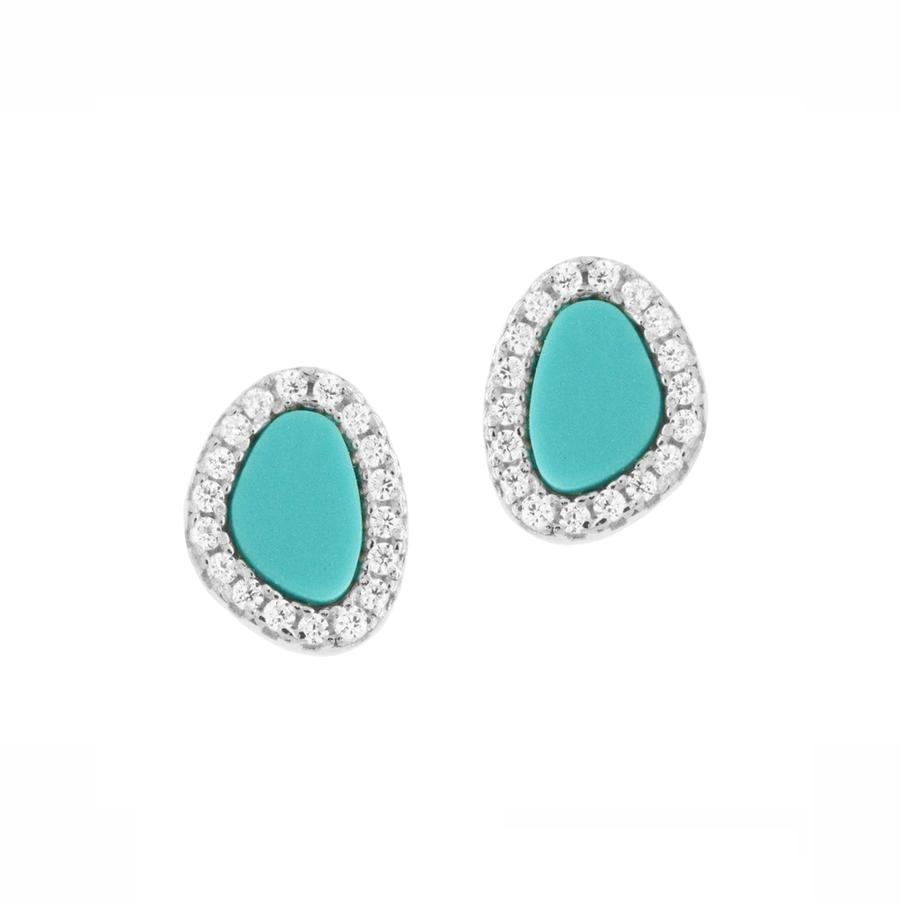 Turquoise Pebble Stud Earrings