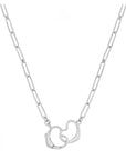 Double Heart Clasp Paperclip Necklace
