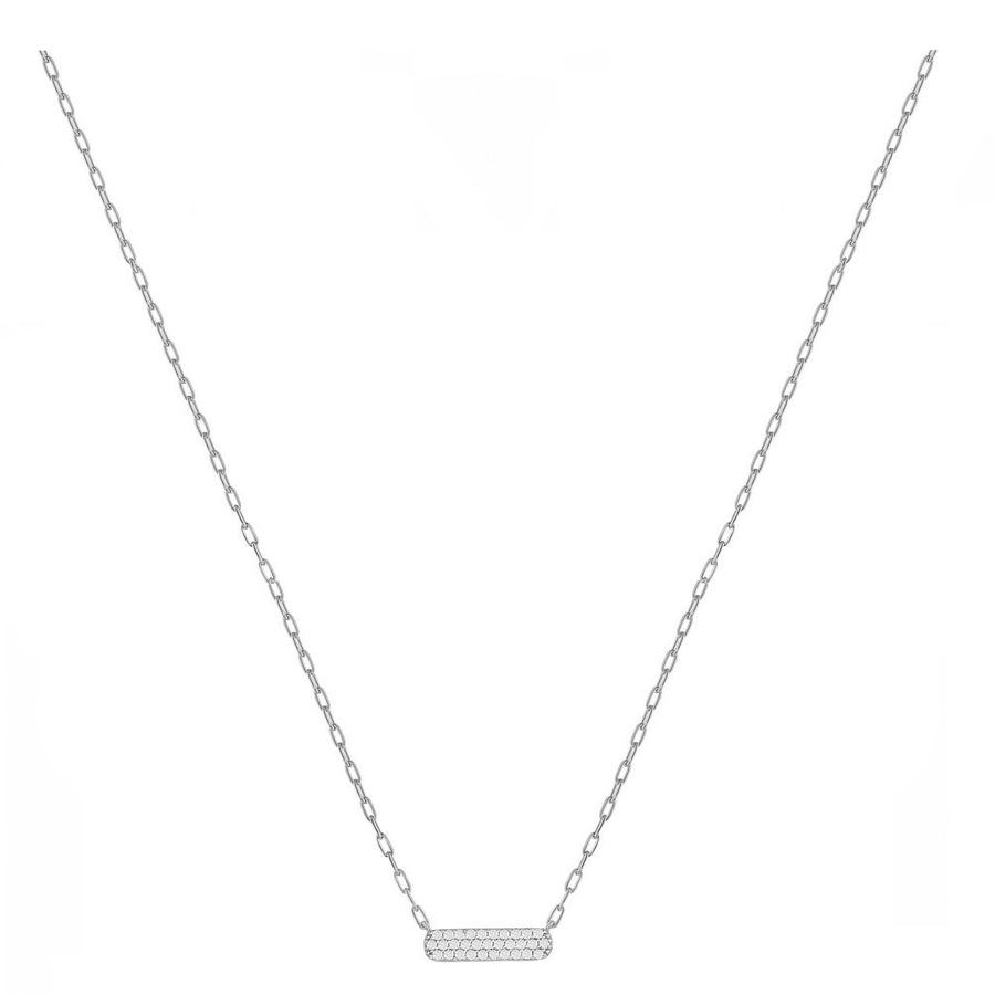 Pave Oval Bar Necklace