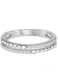Half Beaded and Half Sparkle Double Band Ring