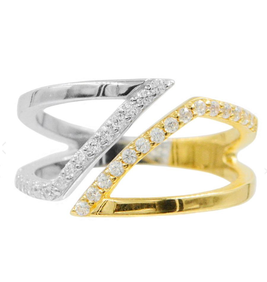 Two Toned Split Sparkle Ring