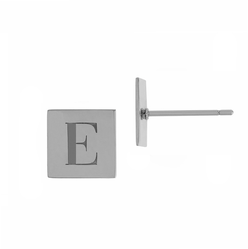 Personalized Initial Square Stud Earrings