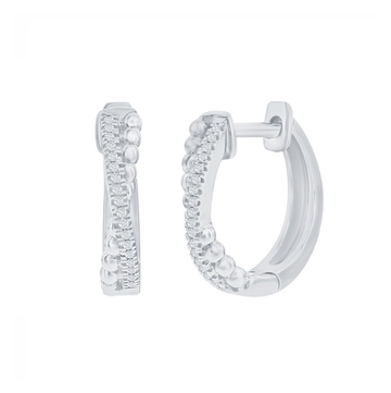 Diamond and Beaded X Huggies Earrings