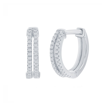 Double Row Diamond Huggies Earrings