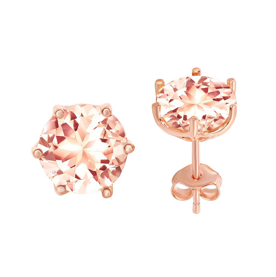 Round Solitaire Morganite Studs
