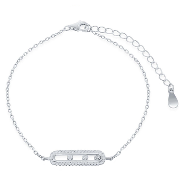 Three Sparkle Station Sliding Bar Bracelet