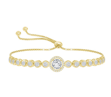 Round Halo and Bezel Bolo Bracelet
