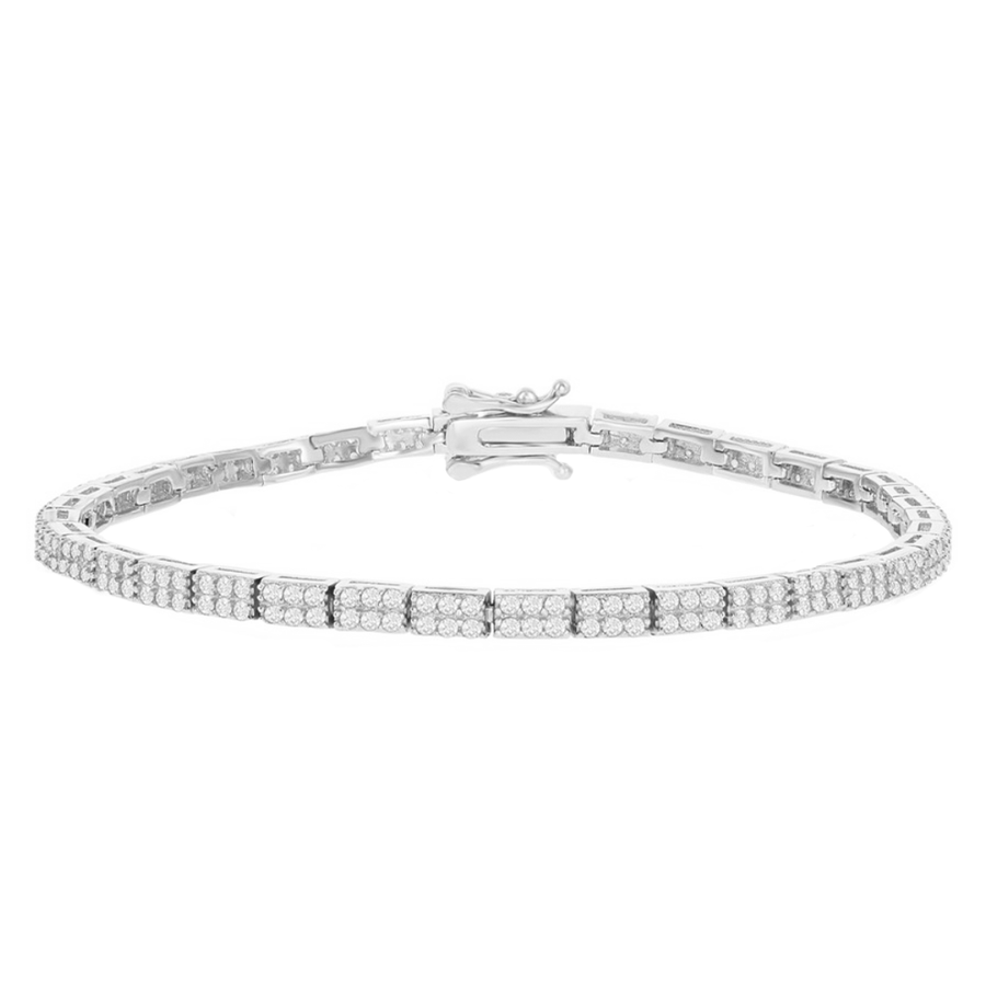 Micro Pave Double Row Link Bracelet
