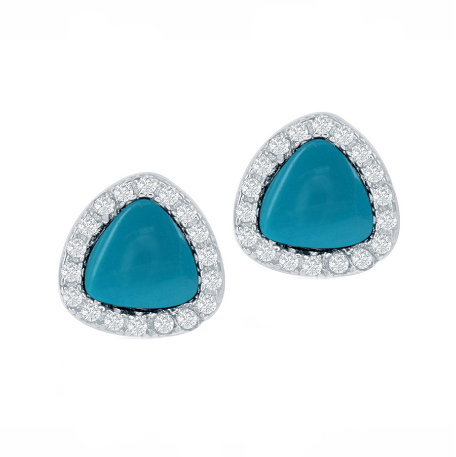 Halo Turquoise Triangle Stud Earrings