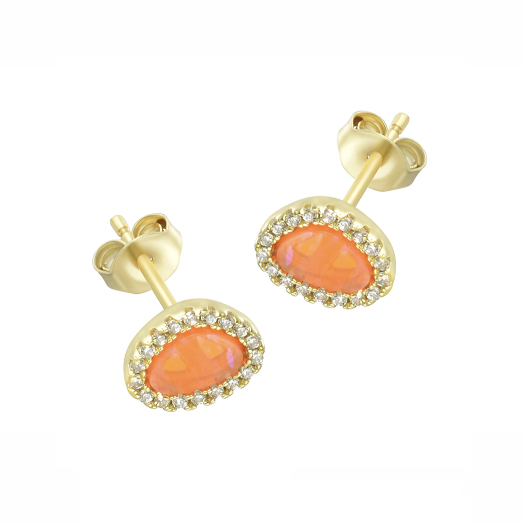 Opal Pebble Stud Earrings (Available in 10 Colors)