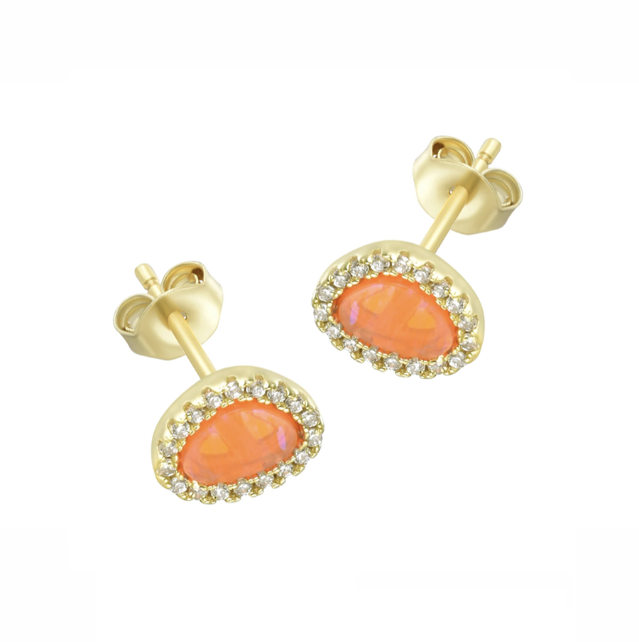 Opal Pebble Stud Earrings (Available in 10 Colors)