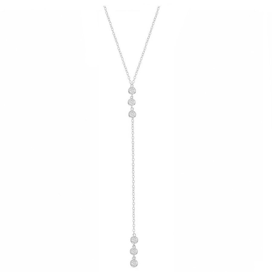 Triple Sparkle Bezel Lariat Necklace