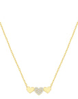 Pave and Polished Triple Heart Necklace