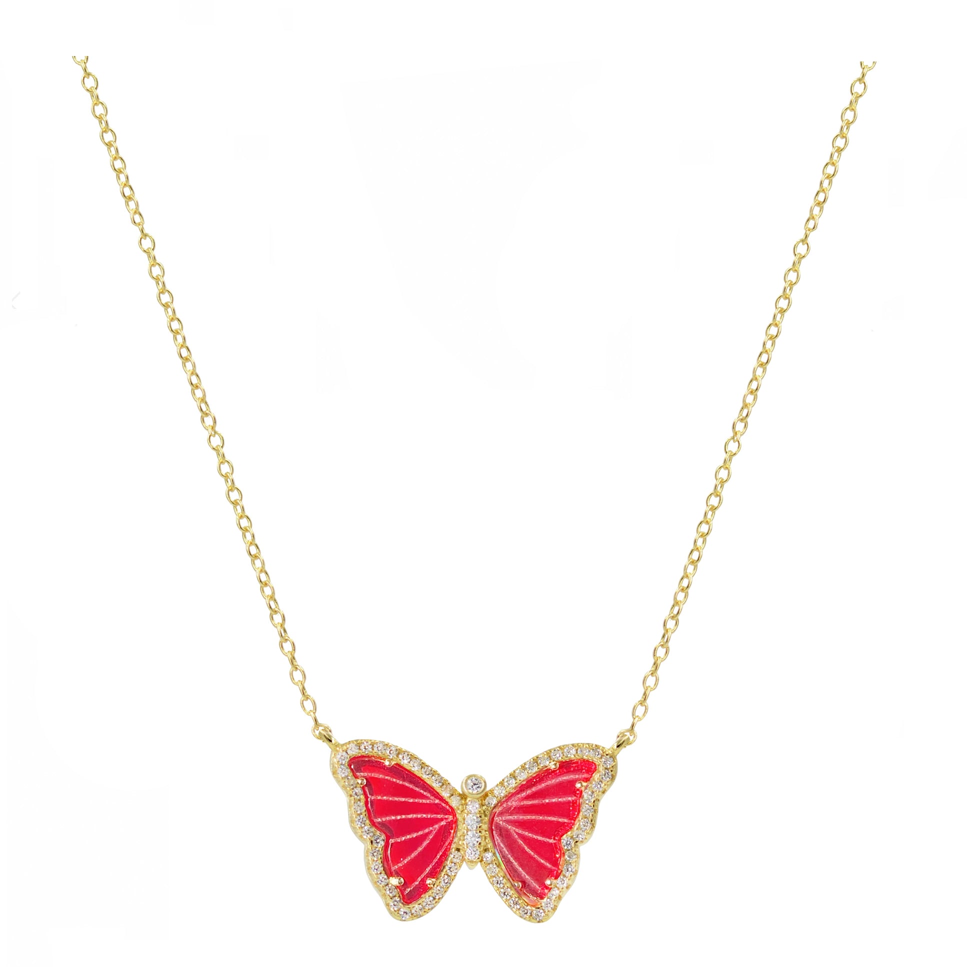 Red Jade Butterfly Necklace