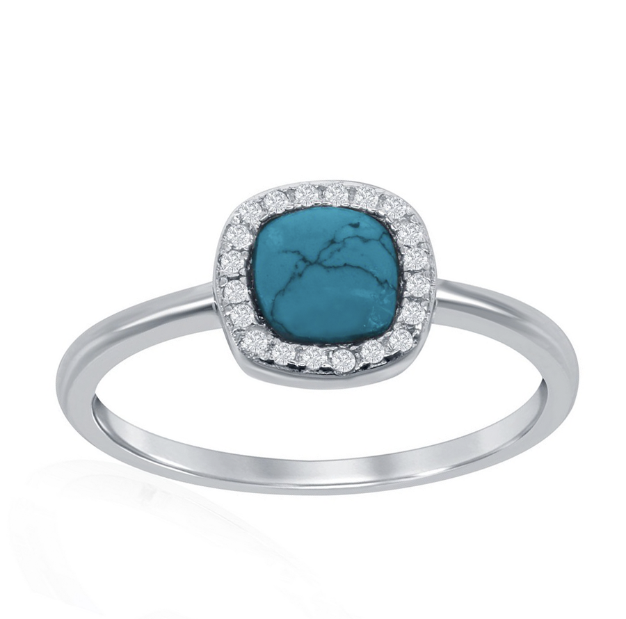 Halo Turquoise Square Ring