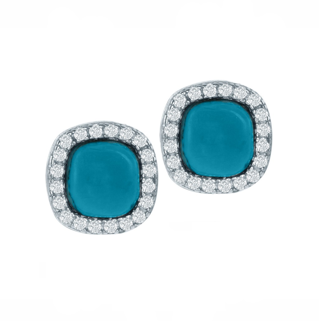 Halo Turquoise Square Stud Earrings